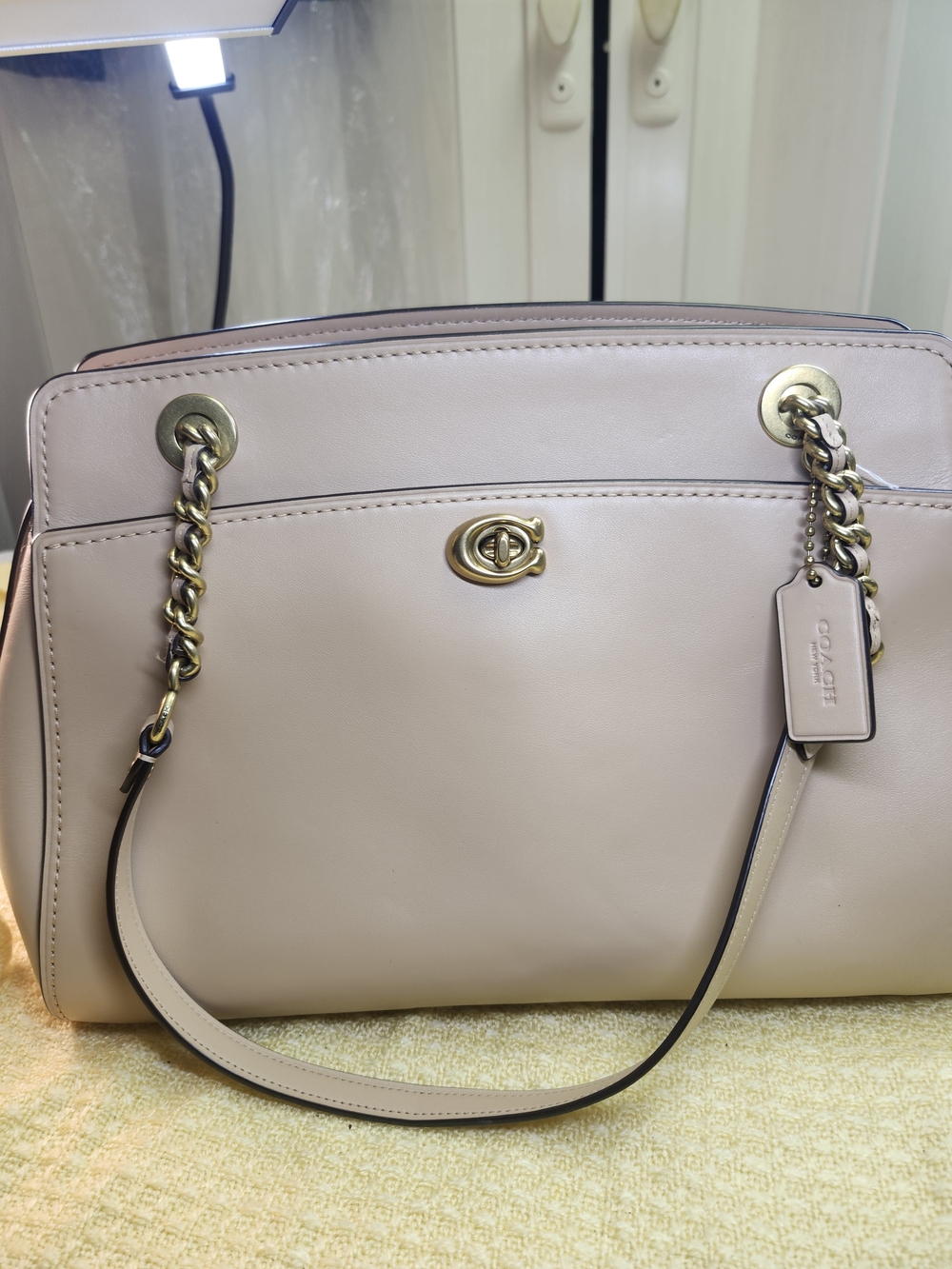 Coach Blush Leather Chain-Handle Shoulder Bag